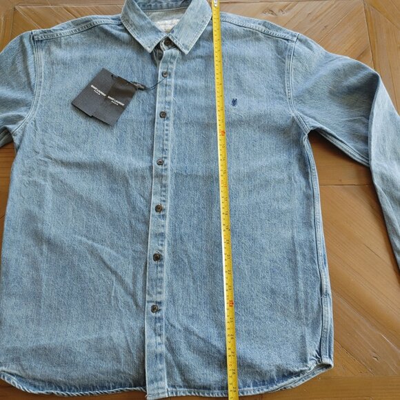 YSL Saint Laurent Cassandre Overshirt Trouville Beach Blue Denim size M (New) - Picture 10 of 15